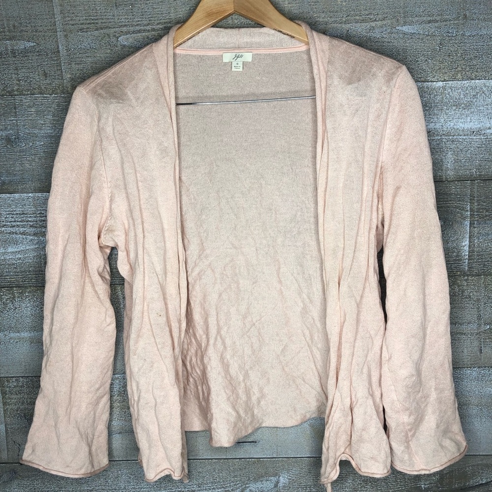 J. Jill silk metallic open front cardigan pink sweater